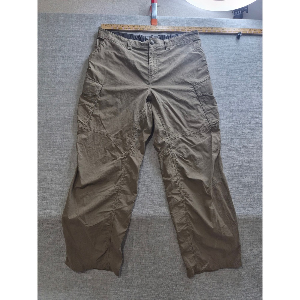REI Cargo Pants Mens XL 30L Beige Cotton Utility Pockets Hiking Straight Leg